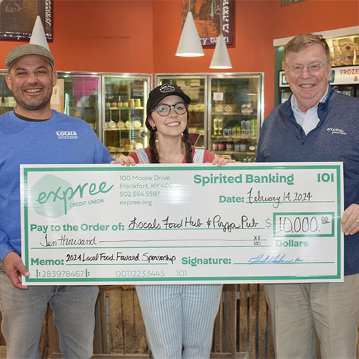 Check presentation to Locals Food Hub & Pizza Pub