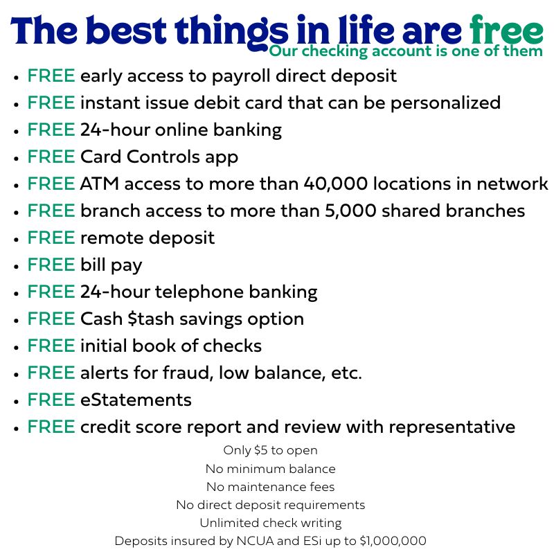 Expree offers free checking with several benefits listed or contact a representative at Expree.