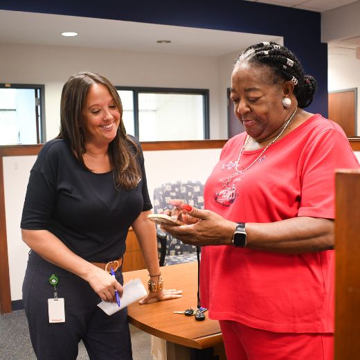 Expree employee and member viewing phone